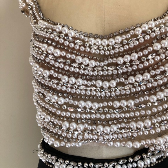 Beaded and Pearl Prom 2piece Dress - Picture 7 of 11